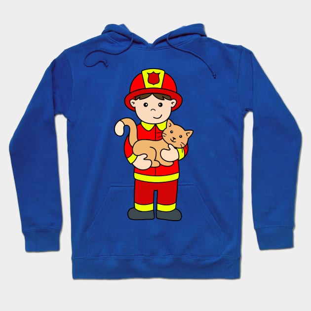 Fireman Boy Rescues Cat Hoodie by samshirts